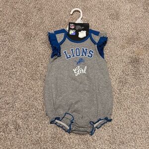 NFL Detroit Lions Gray and Blue Girls Romper Set